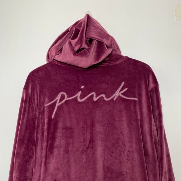 Victoria's Secret Pink women's purple logo velour zip up hooded sweatshirt XXL - Picture 5 of 11